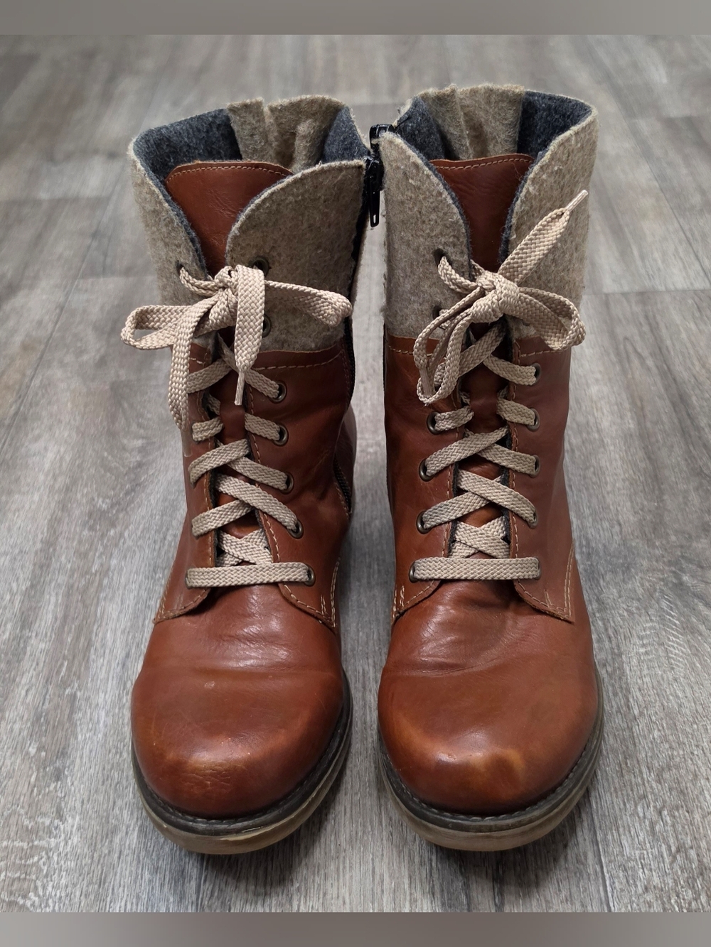 Women's Rieker Brown Leather Boots-Size EUR 39